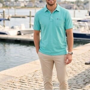 Vineyard Vines Edgartown Polo Turquoise  men’s Short Sleeve Size:XL